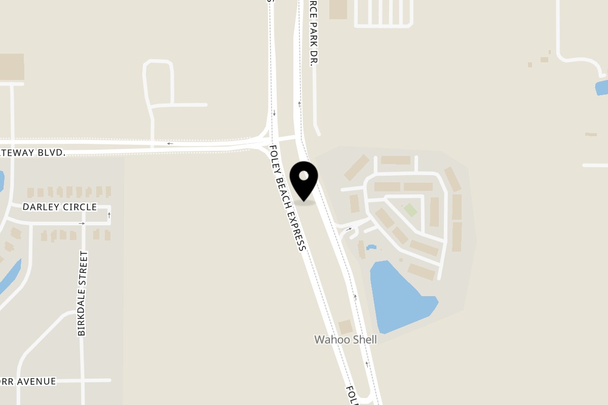 Map showing the location of Billy's Gourmet Hot Dogs Gulf Shores on 6915-M Foley Beach Express in Gulf Shores