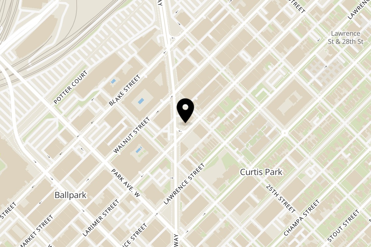 Map showing the location of Billy's Gourmet Hot Dogs Denver on 2445 Larimer St in Denver